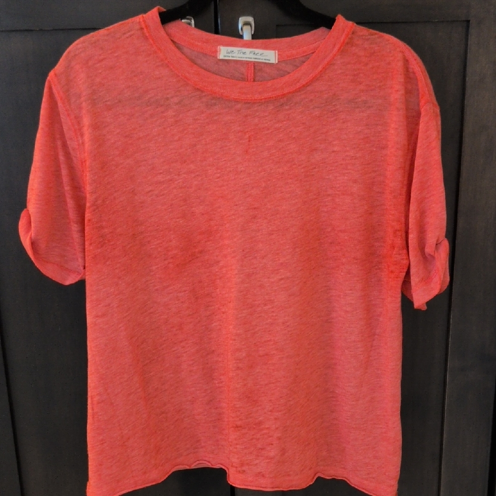 Red/Orange Heather Short Rolled Sleeve T-Shirt